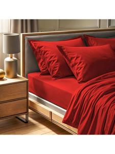 Colourful Cotton Простыня из перкаля светло-красного цвета