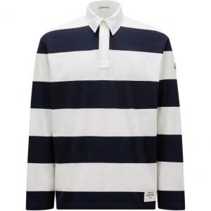 Полосатая хлопковая поло Moncler, синий