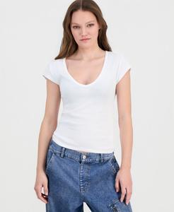 Детская хлопковая футболка с V-образным вырезом и короткими рукавами Derek Heart, Bright White