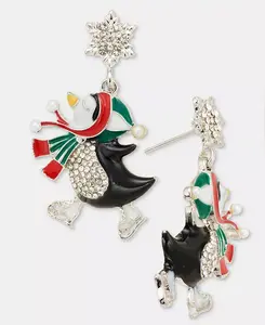 Серьги-Подвески в форме пингвина с паве и искусственным жемчугом, эксклюзивно в Macy's Holiday Lane, multi