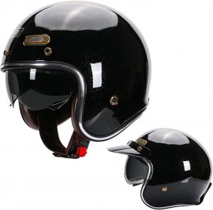 Мотоциклетный шлем с открытым лицом 3/4 для мужчин и женщин, ретро-шлем с визором, одобренный DOT, легкий мотоциклетный шлем-джет для круизеров, скутеров, чопперов, квадроциклов (Цвет: C, Размер: XL = 59-60 см) KEFFOR