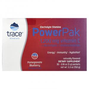 Trace, электролит для повышения выносливости, PowerPak, со вкусом граната и черники, 30 пакетиков по 5 г (0,18 унции)