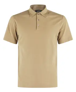 Футболка-Поло из ледяного хлопка с коротким рукавом Zanone, коричневый