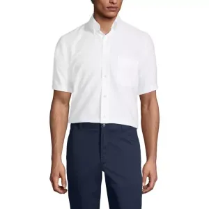 Мужская школьная форма, рубашка Оксфорд с коротким рукавом Lands' End, белый