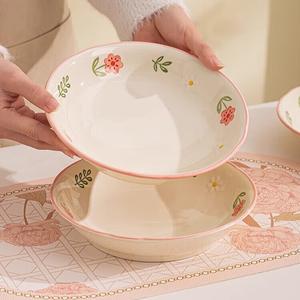 Ceramics Стильная керамическая тарелка для дома, глубокая столовая посуда 2025 с подглазурным цветом, 18 см, круглая тарелка 18,5 см