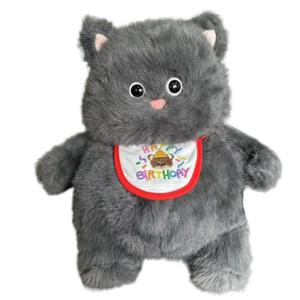 Мягкий и милый плюшевый котенок Meowth Cub, пухленькая кошачья игрушка, высота 37см Click, серый/красный