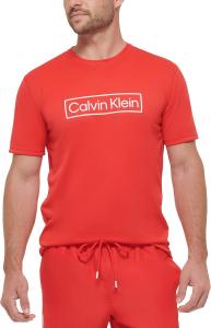 Calvin Klein Mens, легкий, быстросохнущий, с коротким рукавом, защита от ультрафиолетового излучения 40+, Red Logo