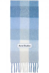 Acne Studios Синий мохеровый клетчатый шарф