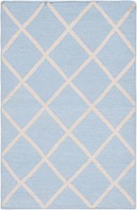 Ковер SAFAVIEH, 77 x 122 см, Dhurries Collection, Light Blue & Ivory, ручное плоское плетение из шерсти, идеально для помещений с высокой проходимостью: прихожая, гостиная, спальня (DHU565B)