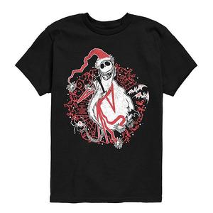 Футболка с принтом The Nightmare Before Christmas Santa Jack Skellington для мальчиков 8-20 Disney, Black