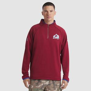 Мужской бордовый свитер Colorado Avalanche Authentic Pro Rink Raglan с четвертью молнией Fanatics