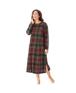 Женская пижама больших размеров с длинными рукавами и принтом хенли Dreams & Co., красный