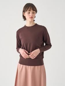 Хлопковый трикотажный пуловер с круглым вырезом и длинными рукавами | EMMA | 30G, стандартный крой