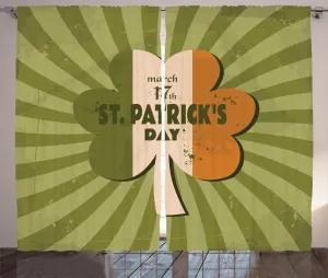 Праздничная деревенская штора ABAKUHAUS, День Святого Патрика, универсальная ленточная штора для гостиной с петлями и крючками, 280 x 225 см, оливково-зеленый Abakuhaus