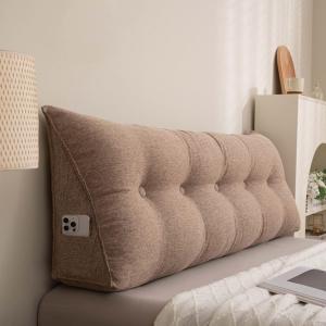 Мягкая треугольная подушка для изголовья кровати, подушка для чтения, эргономичная треугольная подушка-клин для позиционирования, подходит для семейной спальни, дивана-кровати (Цвет: Кофейный, Размер: 39 дюймов/100 см (двуспальный)). COZMAX, Coffee