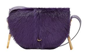 Burberry Женская сумка через плечо из телячьей кожи с кашемиром лиловая с лентой