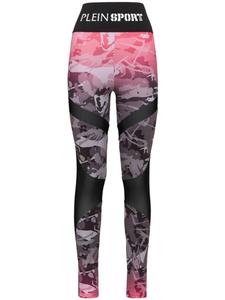 Plein Sport легинсы с завышенной талией и камуфляжным принтом, розовый