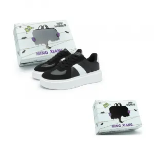 Singing Износостойкие легкие низкие скейтерские кроссовки для увеличения роста унисекс черно-белые, цвет Black White