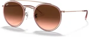 Солнцезащитные очки Ray-Ban RB3647N с двойной перемычкой, круглые, для мужчин и женщин + КОМПЛЕКТ с аксессуарами для очков, Pink/Clear Brown Gradient