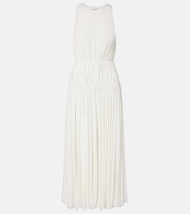 Платье макси из джерси со сборками Alaïa, Blanc
