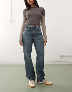 Джинсы Weekday Resolute с высокой талией и прямыми штанинами синего цвета