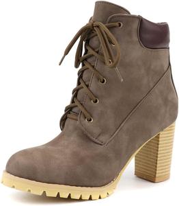 Женские повседневные ботильоны Joojaky на высоком каблуке, с модной шнуровкой, из замши, Brown