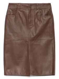 Кожаная юбка миди Jacob Cohën, коричневый