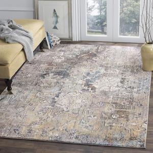 Ковер SAFAVIEH, 214 x 214 см, Bristol Collection, Blue & Grey, дизайн Boho Chic Distressed, без линьки и простой в уходе, идеален для помещений с высокой проходимостью в гостиной, спальне (BTL487L)