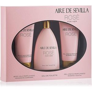 Aire de Sevilla Rose Set Молочко для тела Туалетная вода Гель для душа для женщин — набор из 3 шт. Instituto Español