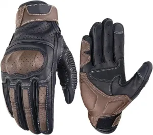 Мужские мотоциклетные перчатки, винтажный стиль, кожаные, совместимы с сенсорными экранами, для мотокросса, перчатки для мотокросса, Braun