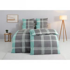 Постельное белье TOM TAILOR HOME «Оле в размере. 135х200 или 155х220 см", постельное белье в клетку из хлопка, на молнии, серый/мятный