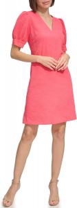 Женское мини-платье Tommy Hilfiger с рукавами-фонариками и V-образным вырезом, Paradise Pink