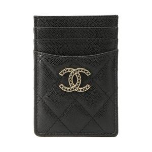 Яркая Зернистая Икра Кожаная Кардхолдер Женский Чёрный CHANEL