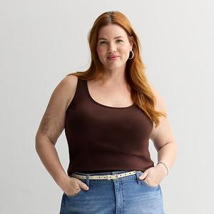 Повседневный топ для многослойности Plus size Sonoma Goods For Life, Naveena Plum