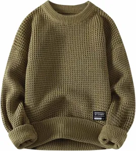 Мужской свитер с длинными рукавами и рельефной вязкой