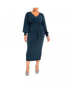 Женское платье миди с перекрещивающимися бретелями спереди большого размера ELOQUII, серый