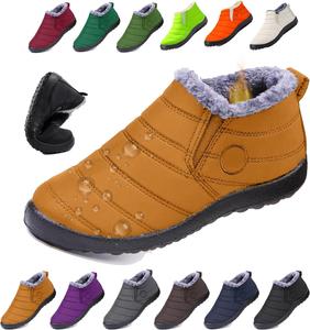Женские и мужские босые зимние ботинки, теплые ботильоны на снег, с противоскользящей подошвой, широкой носочной частью, с меховой подкладкой, кроссовки Generic, желтый