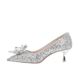 Женские туфли на высоком каблуке, серебристо-золотые CAOT, Silver 5Cm