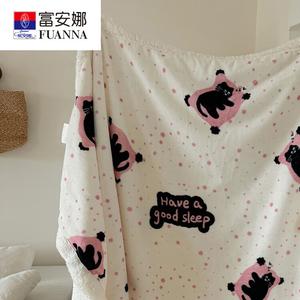 Fuanna Плед 150х200 см, двойной слой (молочный бархат + овчина), утепленный, цвет Sleeping Black Cat