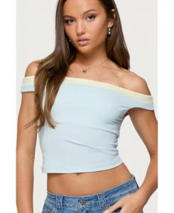 Женский топ Strada Contrast с открытыми плечами Edikted, Light-blue