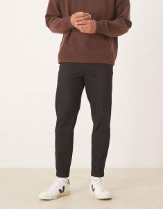 Элегантные зауженные брюки с отворотами из 100% хлопка черного цвета Asos Design