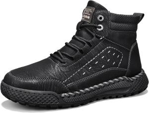 Мужские зимние повседневные ботинки для снега с теплым плюшем, модные обувь на щиколотку для мужчин Generic, черный