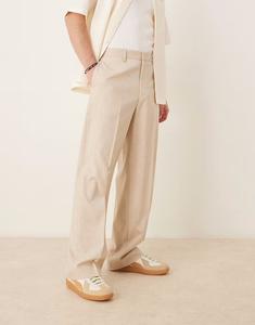 Элегантные брюки с сетчатым узором в камне Asos Design, серо-бежевый