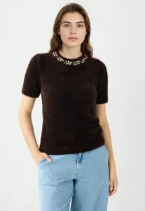 Футболка с короткими рукавами, вышитым круглым вырезом и принтом. Jimmy Key, Bitter Brown