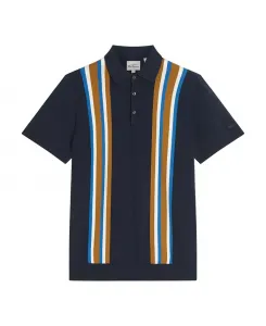 Мужская рубашка-поло с коротким рукавом и вертикальными полосками Ben Sherman, синий