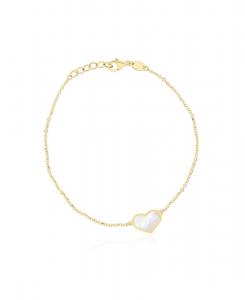 Браслет из перламутра с одним сердцем, золото 14 карат The Lovery, Mother of Pearl