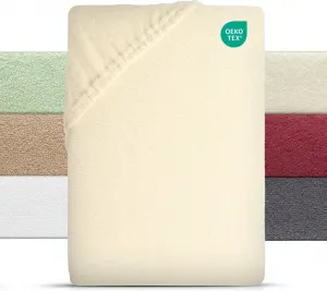 Простыня на резинке из флиса Тедди для кроватей с пружинным блоком 180-200x200-220 см, теплая зимняя простыня, натуральный цвет Carpe Sonno
