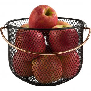 Корзина для хлеба , 1 шт., ручка в медной отделке, также подходит для фруктов, Ø 21 см Aps, черный