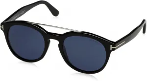 Солнцезащитные очки Tom Ford FT0515 — глянцевая черная оправа, синие линзы, диаметр линзы 53 мм FT05155301V, Black