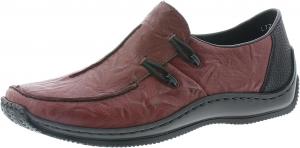 Женские кожаные слипоны Rieker L1751 Celia - удобные лоферы с высокой посадкой, элегантной строчкой, антистрессовой поддержкой и гибкой поддержкой стопы на каждый день, красный